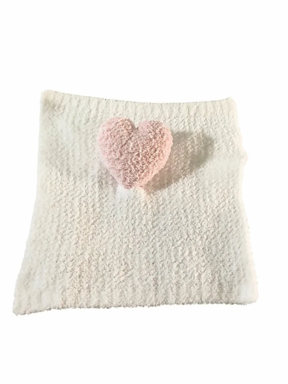 S.L. Home Fashions White Pink Heart Security Lovey Baby Blanket 13